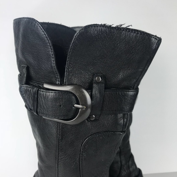 BORN black leather heeled tall boot, 7/38 - Picture 3 of 8